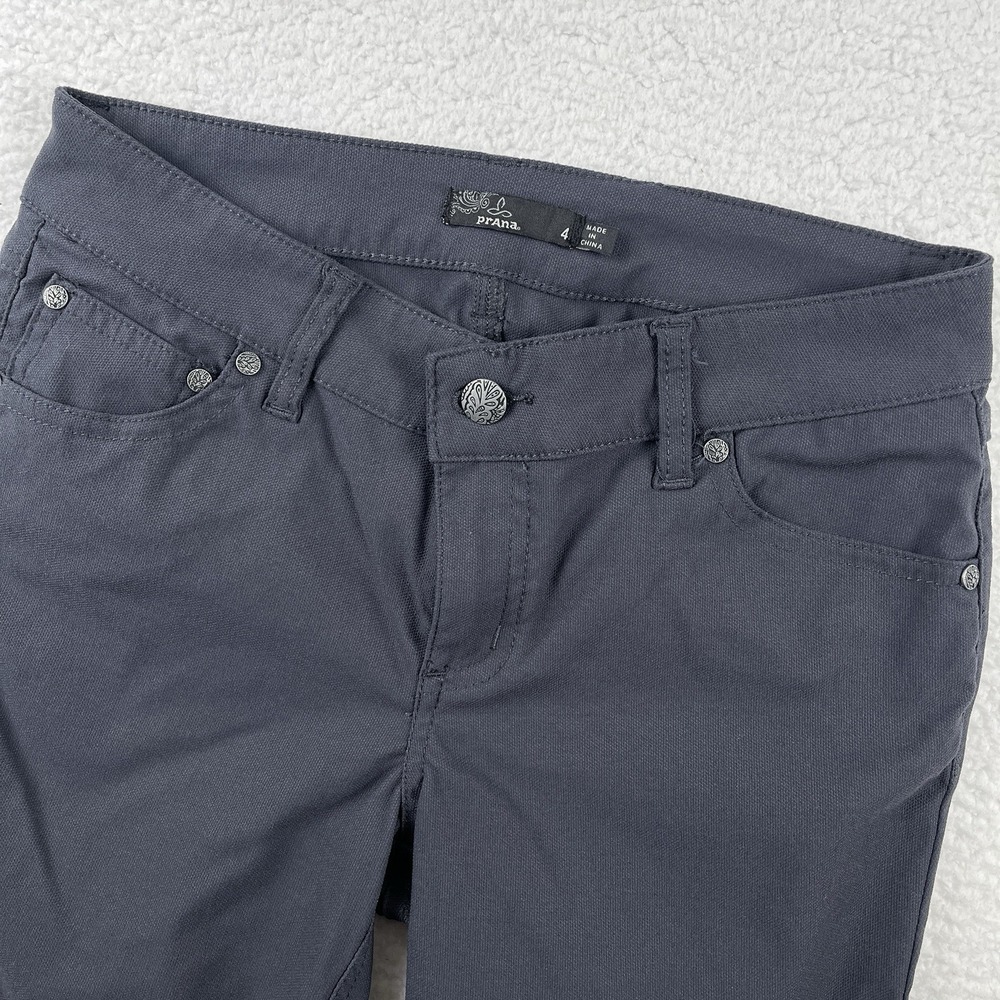 prAna Brenna Pants‎ Womens 4 Gray Stretch Skinny W4BREN315 Moto Ribbed Outdoor